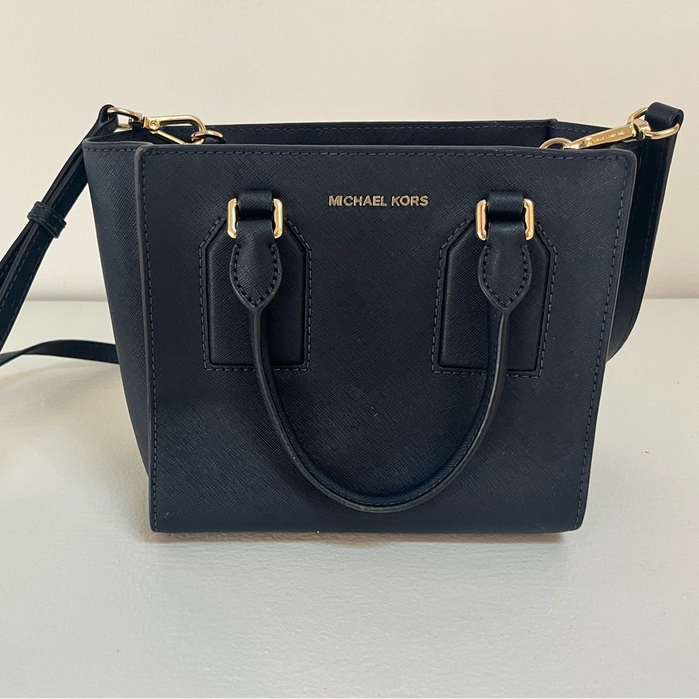 Michael Kors Navy Leather Satchel Purse